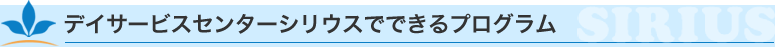 デイサービスセンターシリウスで出来るプログラム